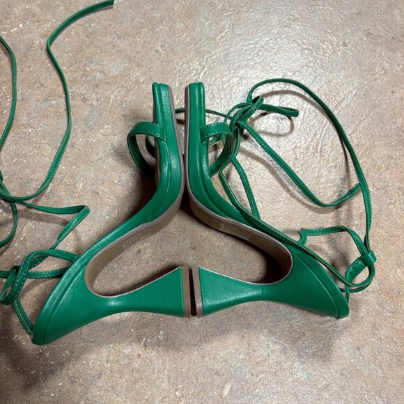 EXCELLENT Steve Madden Green Lafayette Flared Block Heel Wrap-Around Sandals 7.5 - Picture 13 of 13